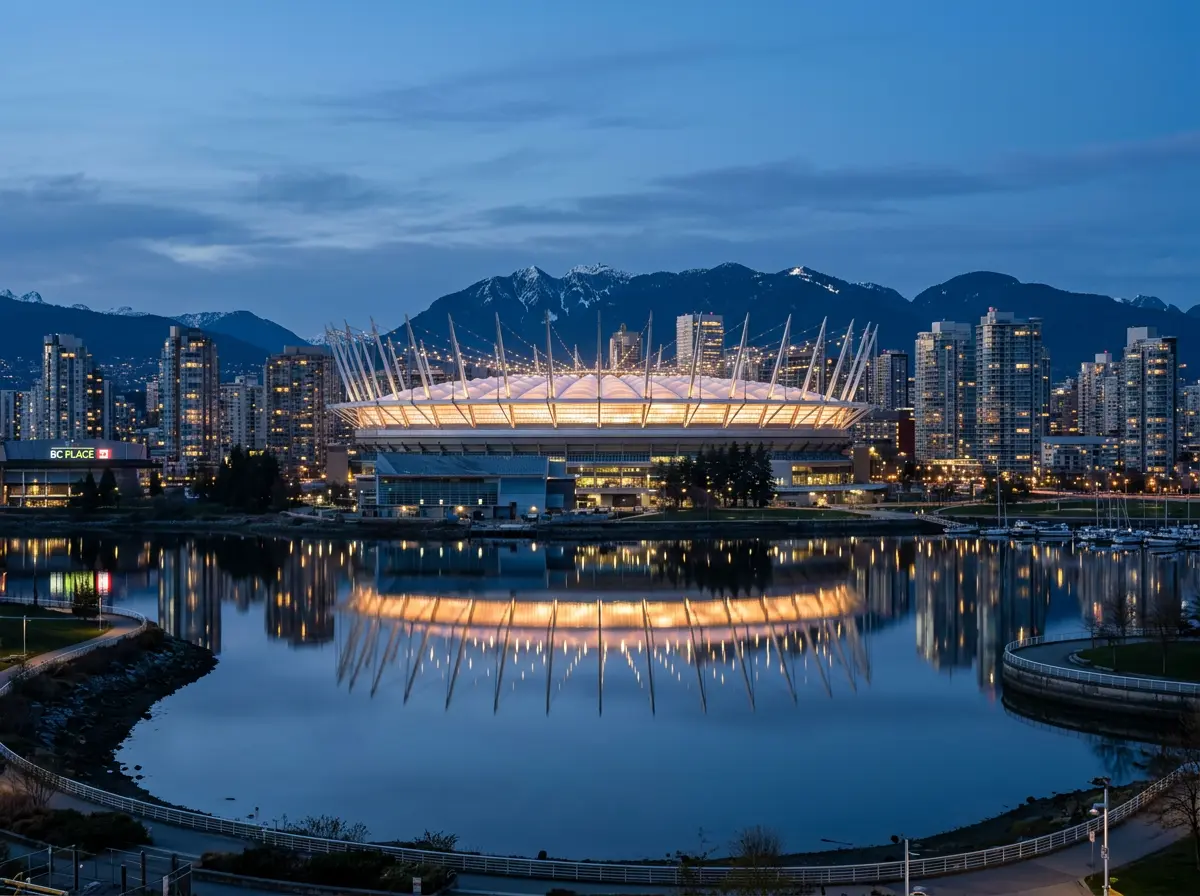 BC Place stadion in Vancouver, Canada, waar Nieuw-Zeeland tegen België speelt op het WK 2026
