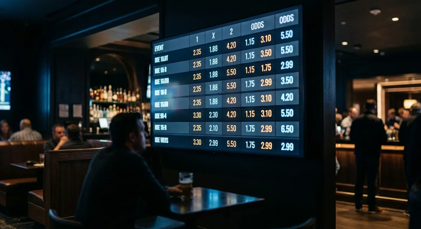 Digitaal quoteringenbord met decimale noteringen in een verlichte ruimte